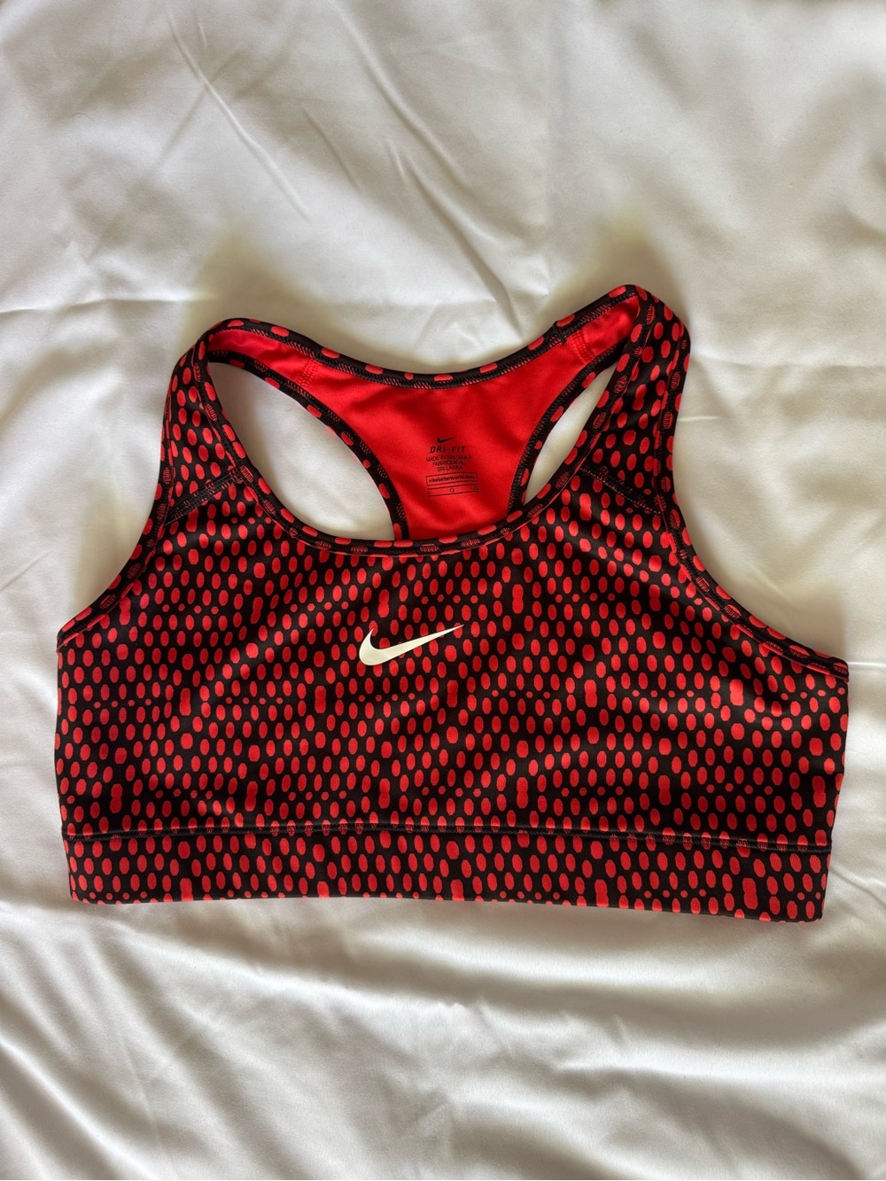 Nike Red and Black Polka Dot Racerback Sports Bra